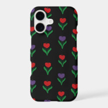 Rojo, Morado y Verde Floral Negro