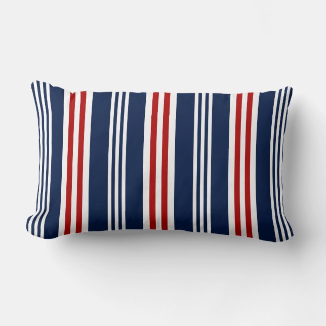 Rojo náutico, blanco, almohada lumbar azul de la m (Anverso)