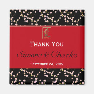 Rojo Negro Cerezo en flor de flores de boda imán f