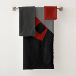 Rojo negro y geométrico gris  