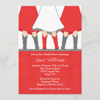 Rojo nupcial de la invitación de la ducha de las
