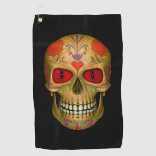 Rojo Ojo Azucar Calavera Zombie Toallas de Golf si