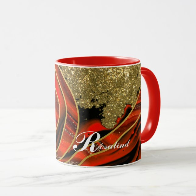 Rojo personalizado y taza de mármol de oro (Anverso derecho)