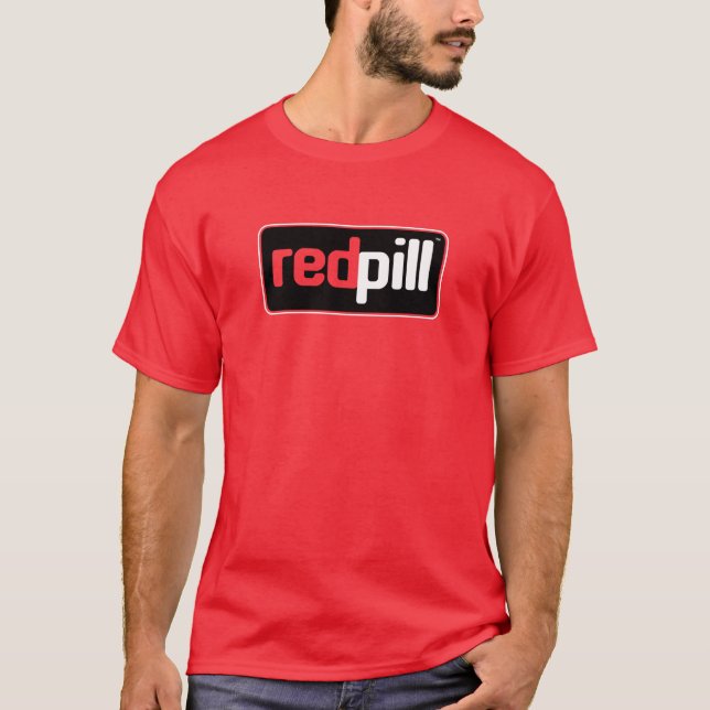 Rojo Pill™ Texto Negro Logotipo Camiseta Roja (Anverso)