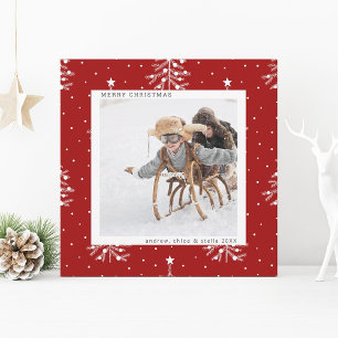 Rojo   Pine Tree Navidad Photo Square