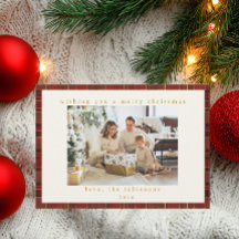 Rojo Plaid Dorado Navidad Foto Personalizada
