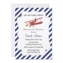 Rojo plano y azul de la invitación de Baby Shower