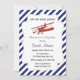 Rojo plano y azul de la invitación de Baby Shower