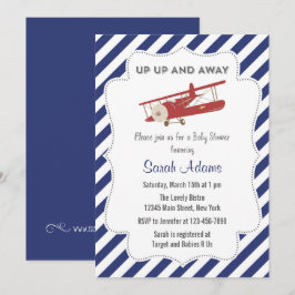 Rojo plano y azul de la invitación de Baby Shower