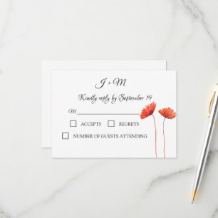 Rojo Poppies Floral Flores de amapola Moderna RSVP