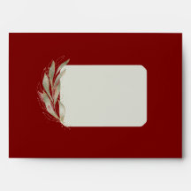 Rojo profundo con sobre de Navidades de hojas de o