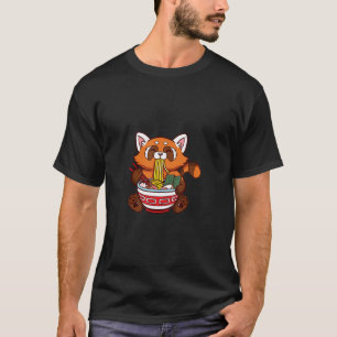 Rojo Ramen Panda Kawaii Camisa Anime Comida Japone