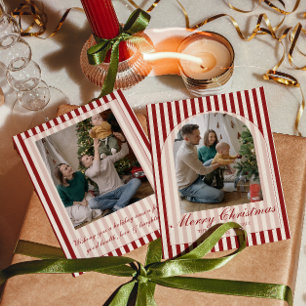 Rojo Retro Crema Arqueado Tiras Navidad Dinero Ant