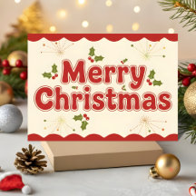 Rojo Retro Groovy Feliz Navidad