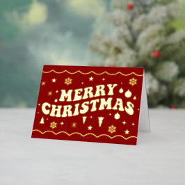 Rojo Retro Groovy Feliz Navidad