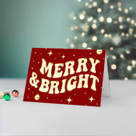 Rojo Retro Groovy Feliz y Brillante Navidad
