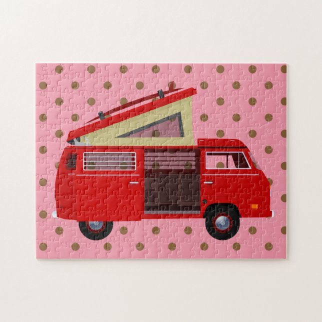 ROJO RETRO POPUP VAN HIPPIE VAN PUZZLE DESAFÍO (Horizontal)