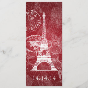 Rojo romántico de París del menú elegante de la