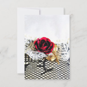 Rojo romántico y encaje blanco