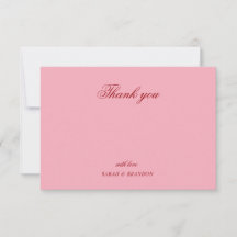 Rojo rosa Minimalista Tarjeta de agradecimiento de
