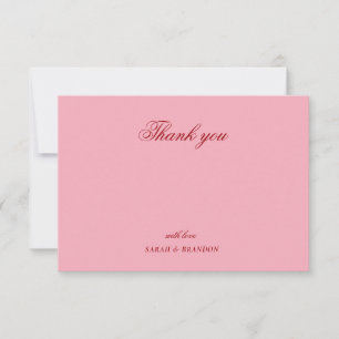 Rojo rosa Minimalista Tarjeta de agradecimiento de