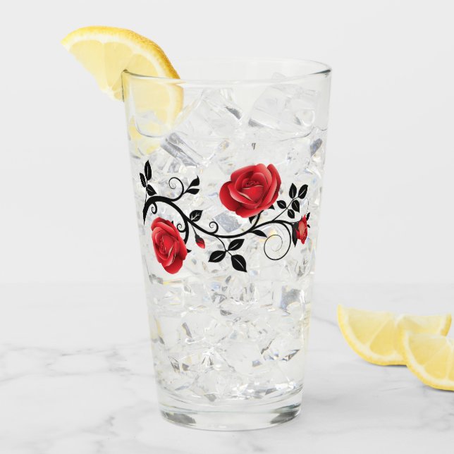 Rojo rosa y Vine Glass (Anverso (hielo))