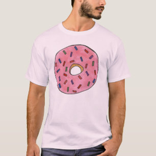 Rojo rosado de donut de nuez rociando camiseta de