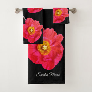 Rojo Rosado Moderno Poppies Flor De Adormidera Bañ