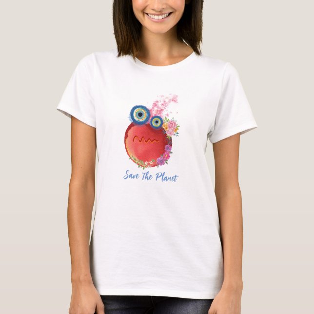 Rojo salva el planeta, madre tierra camiseta (Anverso)