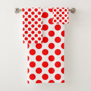 Rojo sobre blanco Polka de gran tamaño Dots Bath T