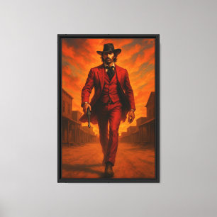 Rojo Suela Cowboy Arte Occidental de tela