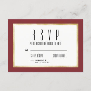 Rojo + Tarjeta clásica de RSVP de la invitación de
