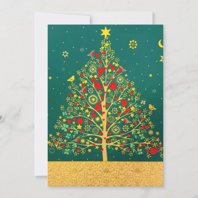 Rojo Verde Dorado Brillo Pájaro de Navidad Inviern (Anverso)
