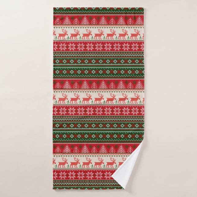 Rojo verde feriado de los navidades (Toalla de baño)