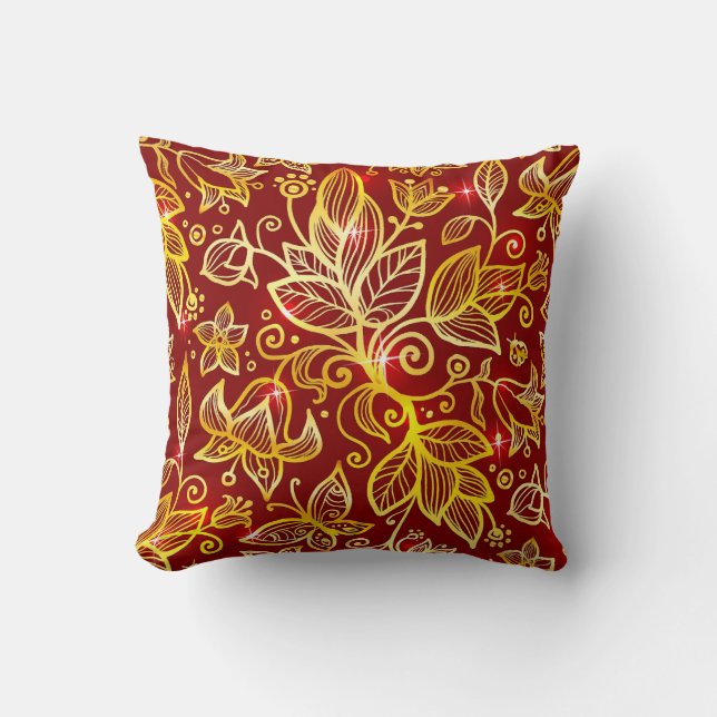 Rojo y almohada del acento de la hoja de oro (Anverso)