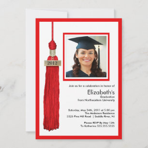 Rojo y blanco de la invitación de la graduación de