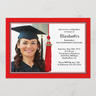 Rojo y blanco de la invitación de la graduación de