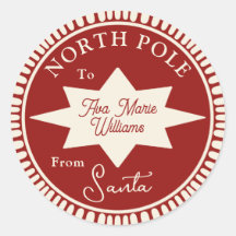 Rojo y crema de la pegatina de Navidad de Santa Cl