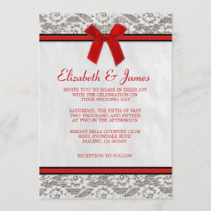 Rojo y invitaciones de la boda del cordón de País