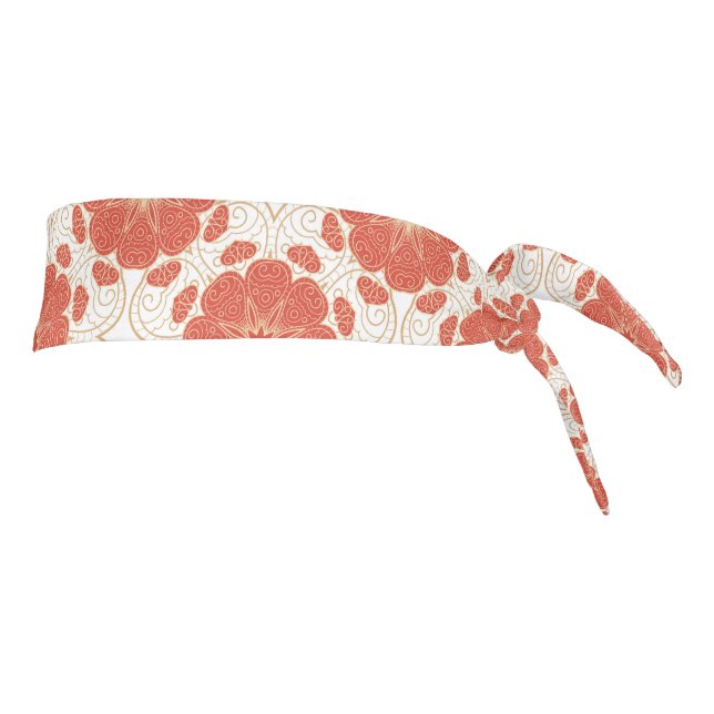 Rojo y modelo floral del cordón del oro (Girar 90)