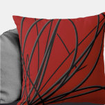 Rojo y Negro, Cojín decorativo artístico moderno a<br><div class="desc">La almohada moderna de tiro tiene una composición lineal abstracta artística en rojo, negro y gris. Un diseño artístico abstracto con un patrón orgánico lineal presenta líneas orgánicas negras y grises que giran de izquierda a derecha sobre un fondo rojo. Esta almohada decorativa aporta un toque de color a la...</div>