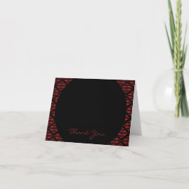 Rojo y Negro Damasco Gótico Agradecimiento de Boda