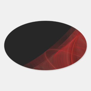 Rojo y negro fondo fractal Pegatina oval
