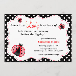 Rojo y negro - invitación de señora Bug Baby