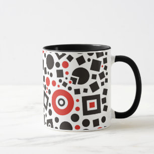 Rojo y Negro Moderno Deco Diseño Café Copa Mug