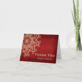 ROJO Y ORO TARJETA DE AGRADECIMIENTO DE BODA AL ES