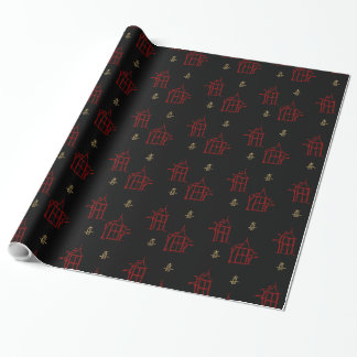 Rojo y papel de regalo del Chinoiserie de las