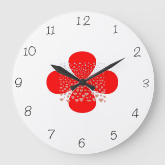 Rojo y relojes de la cocina de la flor de White>