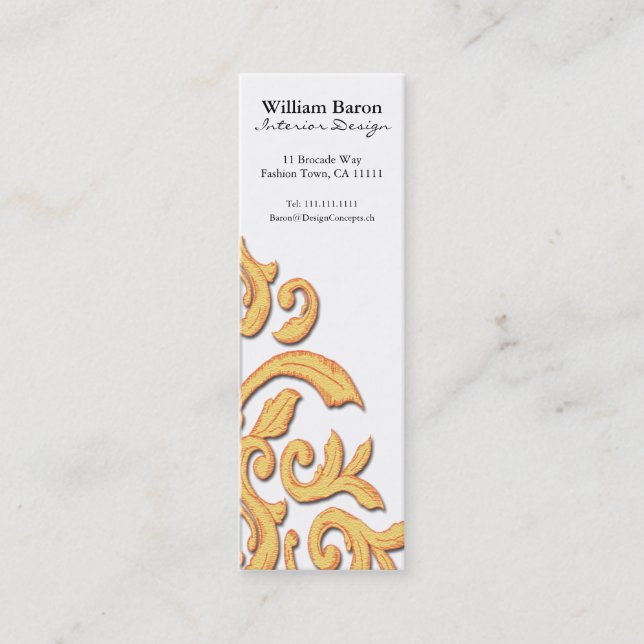 Rojo y tarjeta elegante del perfil del damasco (Anverso)