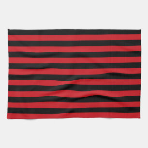 Rojo y toalla de cocina de las rayas negras